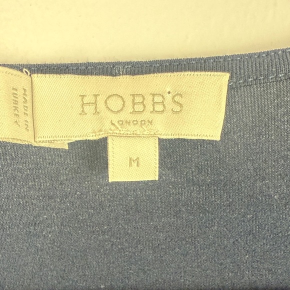 Hobbs London Elegant Navy 3/4 Sleeve Scoop Neckline Slim Fit Casual Med Blouse - Picture 3 of 11